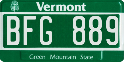 VT license plate BFG889