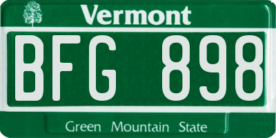 VT license plate BFG898