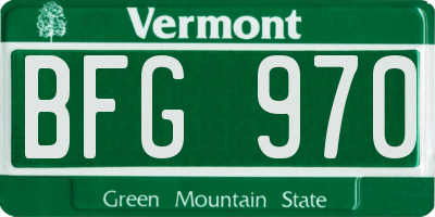 VT license plate BFG970