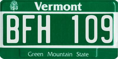 VT license plate BFH109