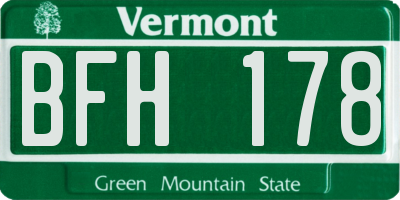 VT license plate BFH178