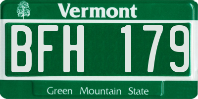VT license plate BFH179