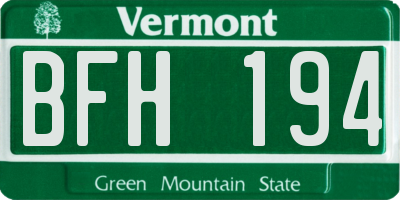 VT license plate BFH194