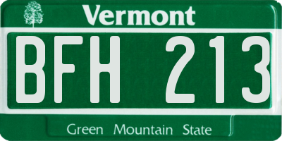 VT license plate BFH213