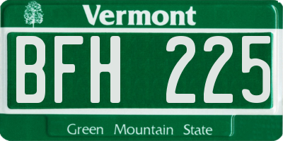 VT license plate BFH225
