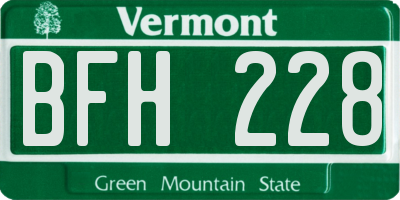 VT license plate BFH228