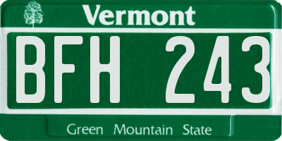 VT license plate BFH243