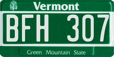 VT license plate BFH307