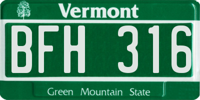 VT license plate BFH316