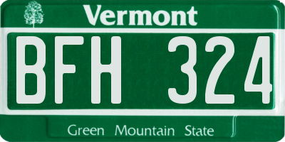 VT license plate BFH324