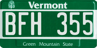VT license plate BFH355