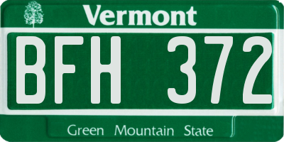 VT license plate BFH372