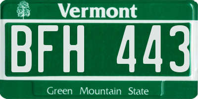 VT license plate BFH443