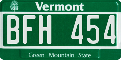 VT license plate BFH454