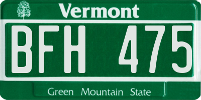 VT license plate BFH475