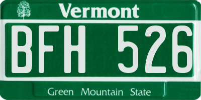 VT license plate BFH526
