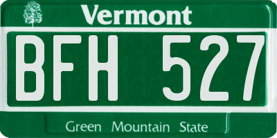 VT license plate BFH527