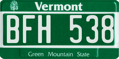 VT license plate BFH538