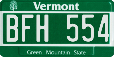 VT license plate BFH554