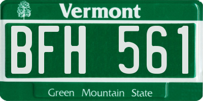 VT license plate BFH561