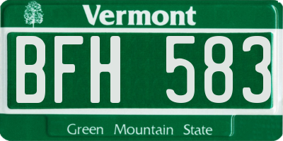 VT license plate BFH583