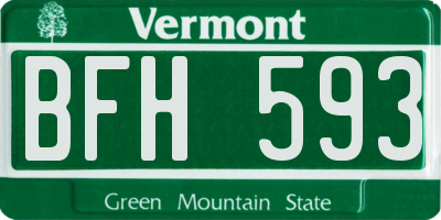 VT license plate BFH593