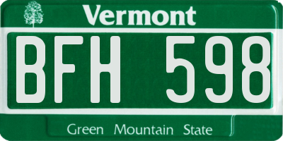 VT license plate BFH598