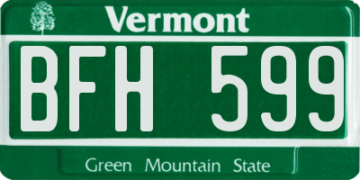 VT license plate BFH599