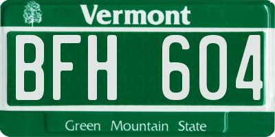 VT license plate BFH604