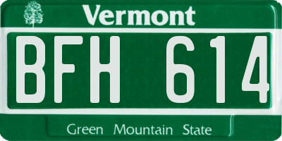 VT license plate BFH614