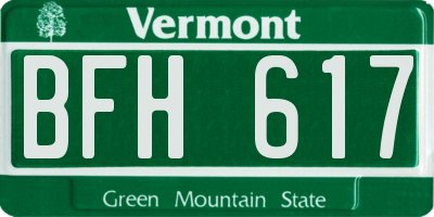 VT license plate BFH617