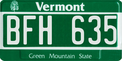 VT license plate BFH635