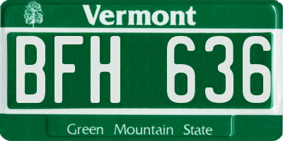 VT license plate BFH636