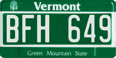 VT license plate BFH649
