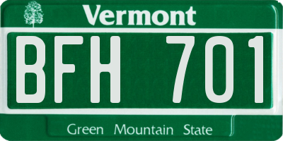 VT license plate BFH701