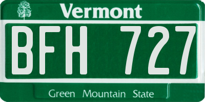 VT license plate BFH727