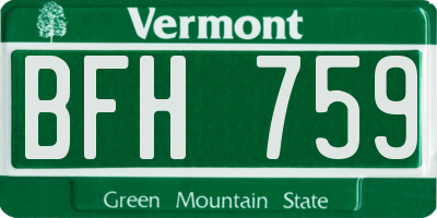 VT license plate BFH759