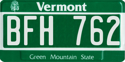 VT license plate BFH762