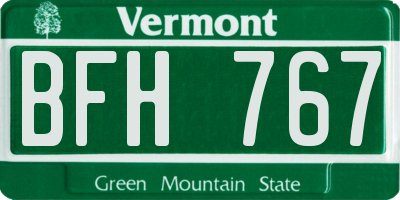 VT license plate BFH767