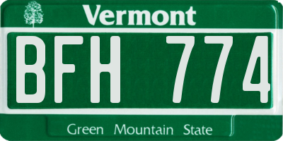 VT license plate BFH774