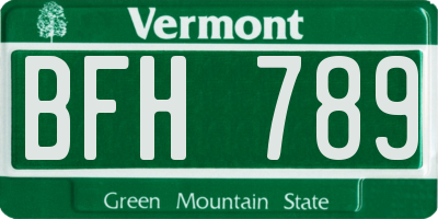 VT license plate BFH789