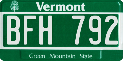 VT license plate BFH792