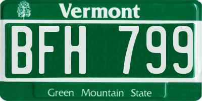 VT license plate BFH799
