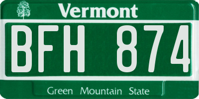 VT license plate BFH874