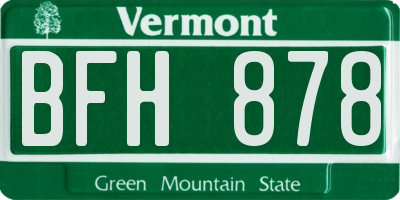 VT license plate BFH878