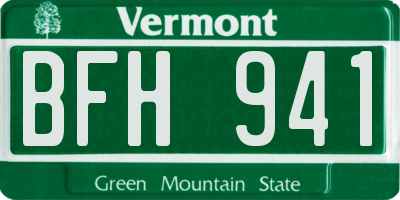 VT license plate BFH941