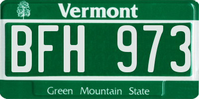 VT license plate BFH973