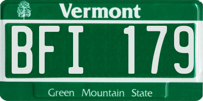 VT license plate BFI179