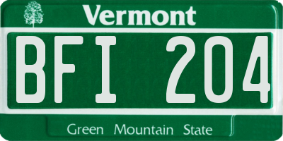 VT license plate BFI204