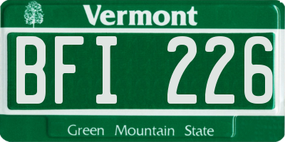 VT license plate BFI226